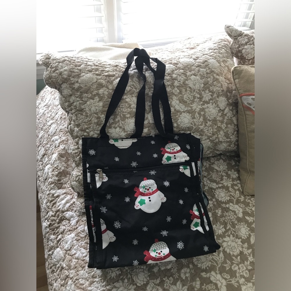 Snowman Print Black Tote Bag